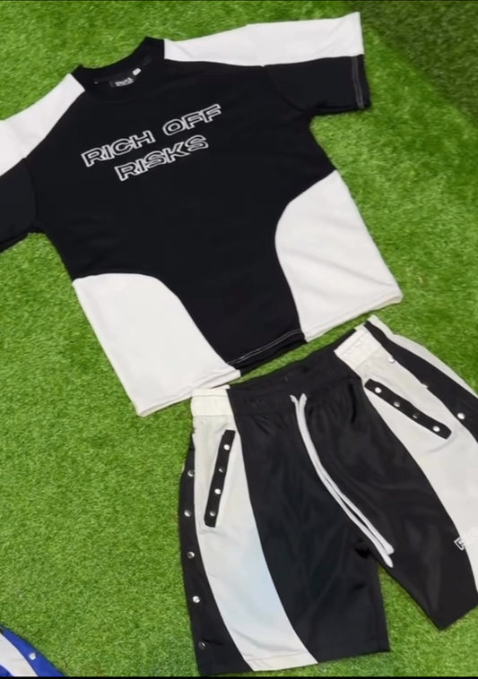 Embroidery Tee With Nylon Pants